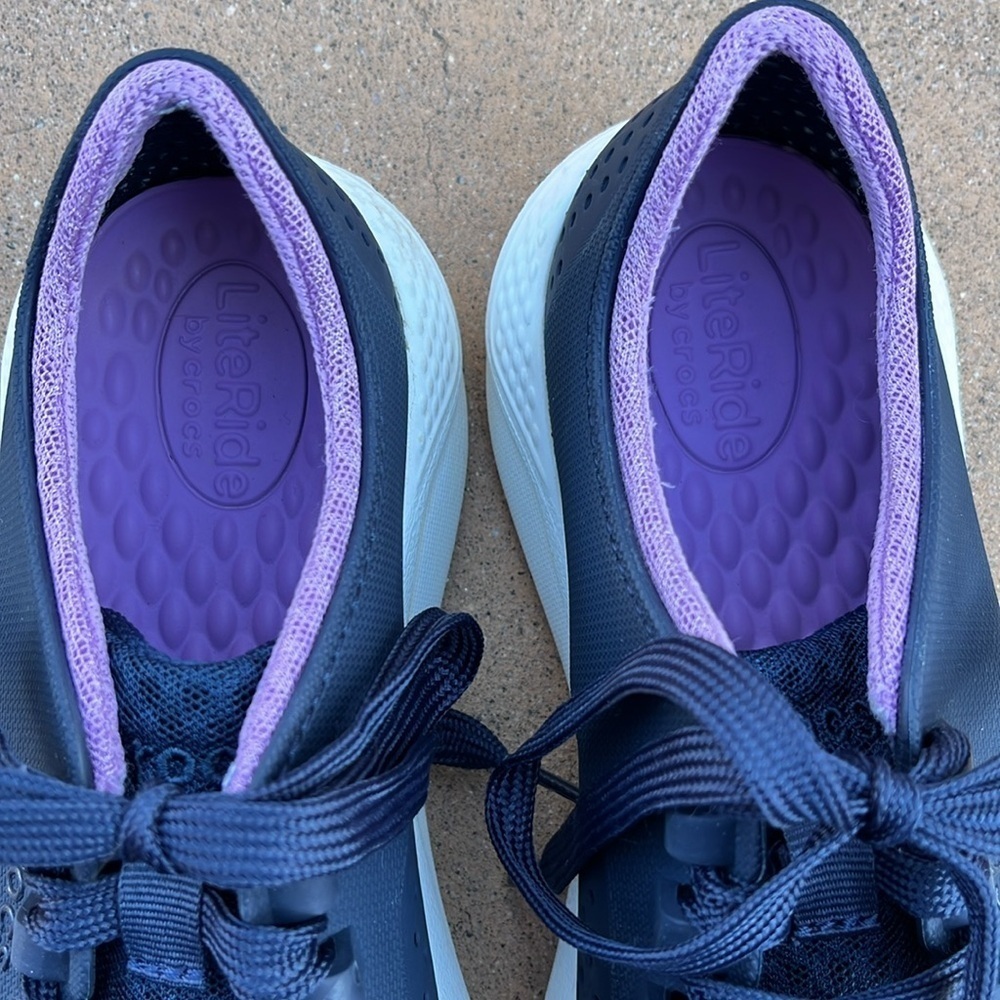 Crocs Lace Up Shoes Lite Ride Navy Blue Women’s Size 8 Sneakers Travel - Picture 5 of 10